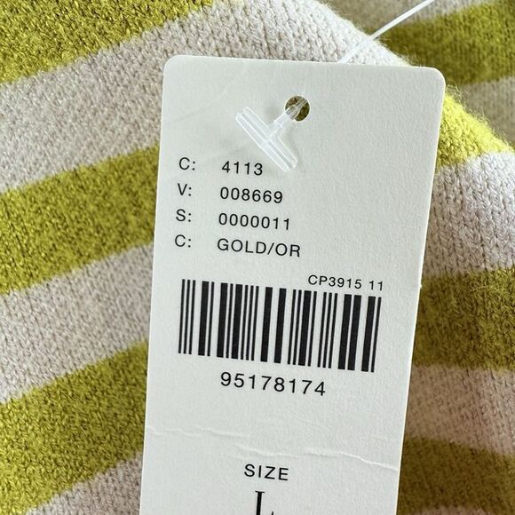 Anthropologie Maeve CARYS Mock Neck Sweater Womens Large Gold Striped Oversized - Picture 9 of 9